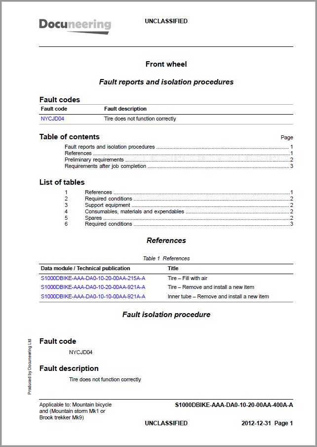 S1000D Issue 4.1 Demo Dataset - Fault Data Module