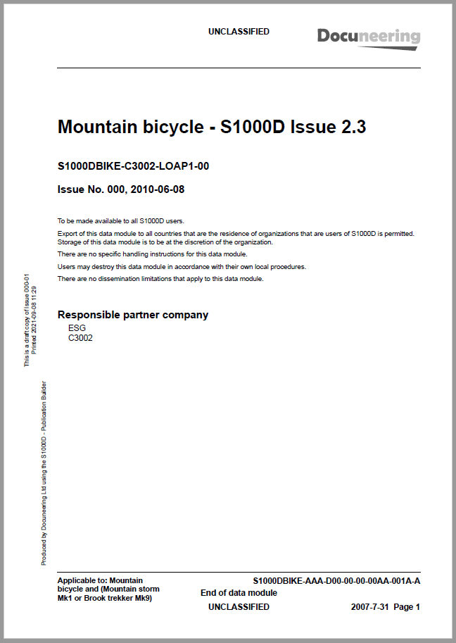 S1000D Issue 2.3 Demo Publication - Demo Publication Modules - Mountain bicycle manual