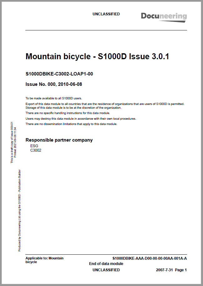 S1000D Issue 3.0.1 Demo Publication - Demo Publication Modules - Mountain bicycle manual