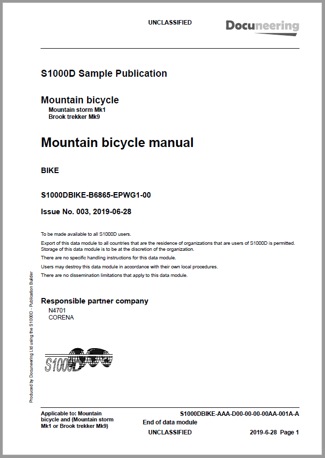 S1000D Issue 5.0 Demo Publication - Demo Publication Modules - Mountain bicycle manual