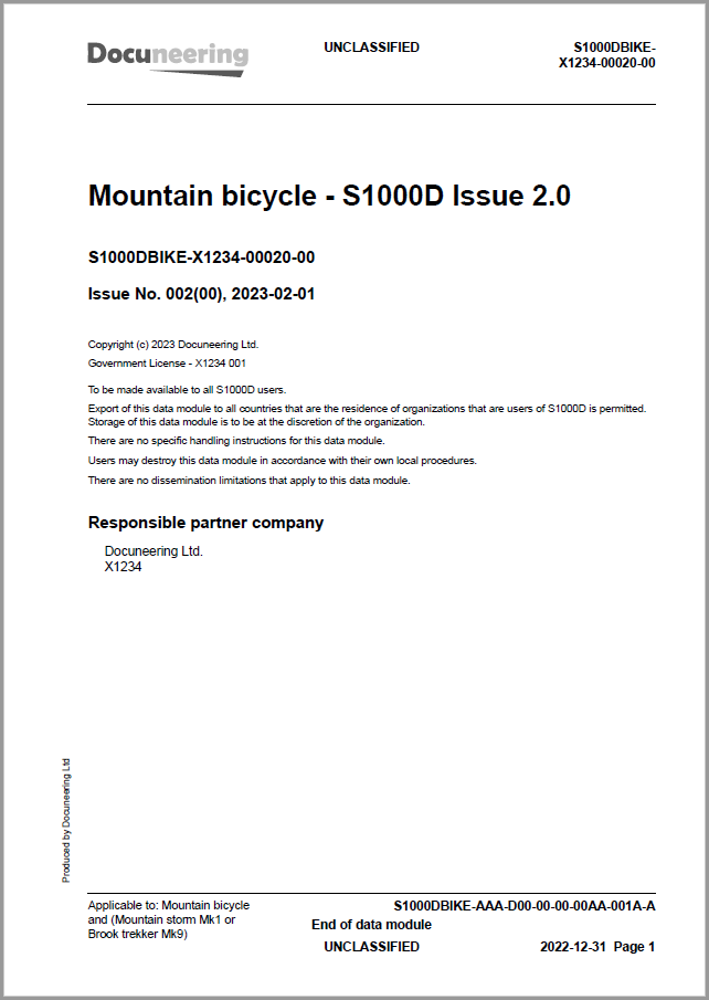 S1000D Issue 2.0 Demo Publication - Demo Publication Modules - Mountain bicycle manual