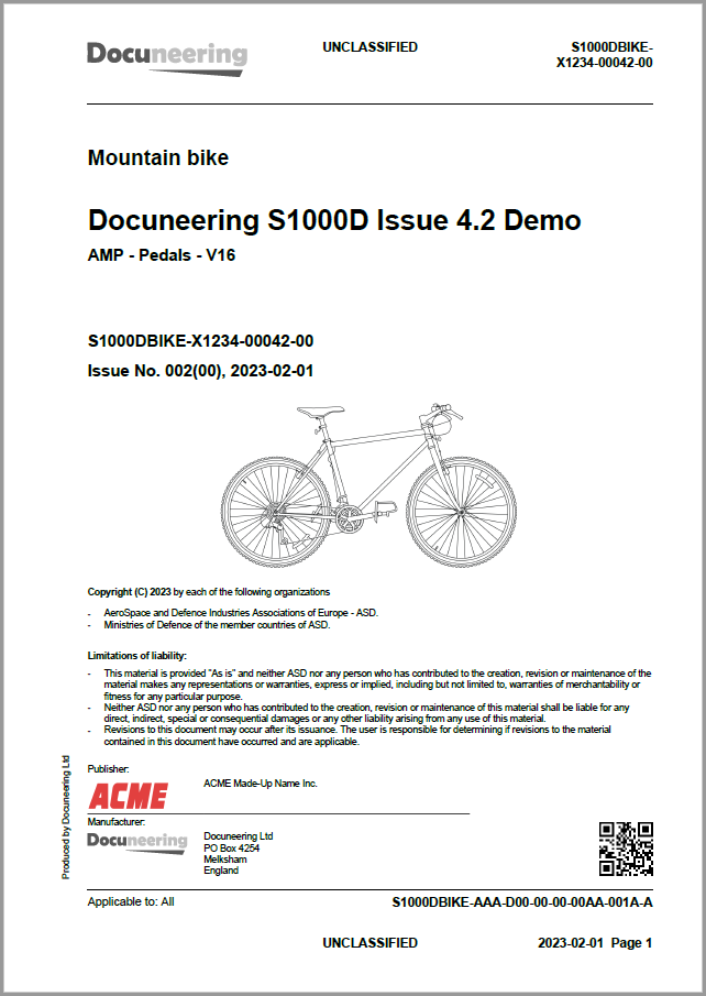 S1000D Issue 4.2 Demo Publication - Demo Publication Modules - Mountain bicycle manual