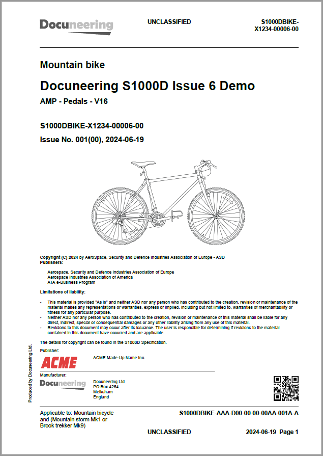 S1000D Issue 6 Demo Publication - Demo Publication Modules - Mountain bicycle manual