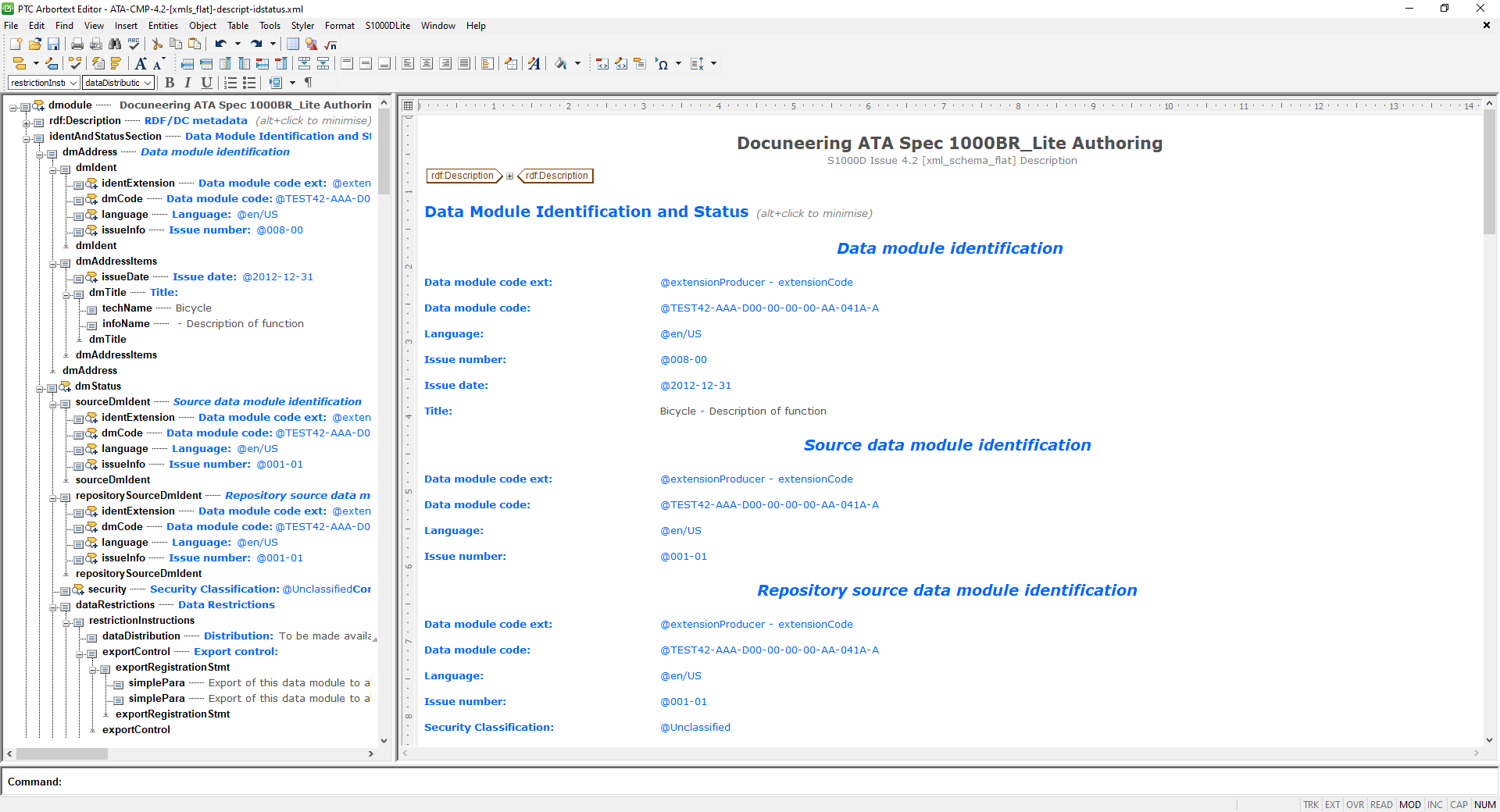 Docuneering Arbortext Editor ATA Spec 1000BR_4.2 authoring stylesheets