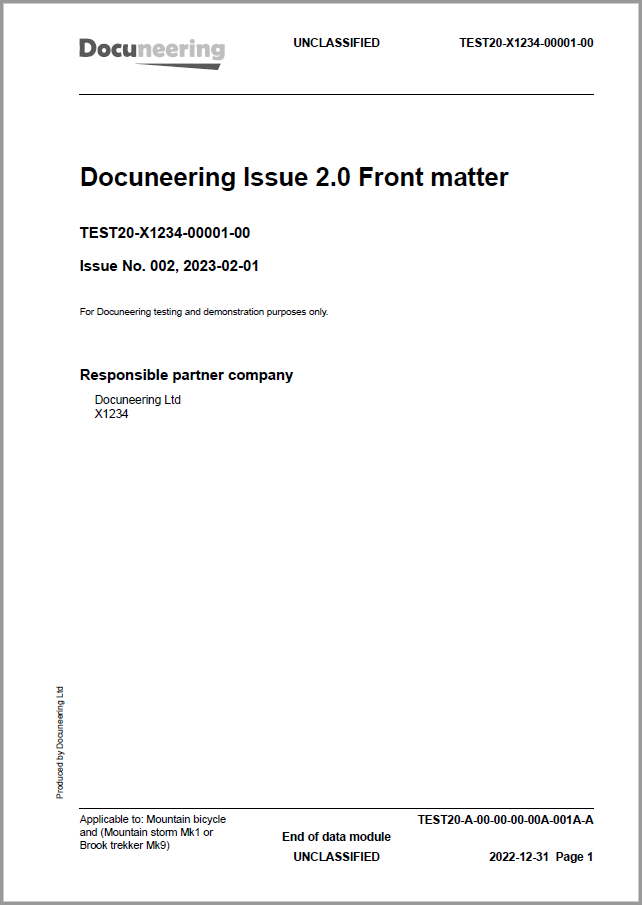 S1000D Issue 2.0 Demo Publication - Demo Publication Modules - Mountain bicycle manual