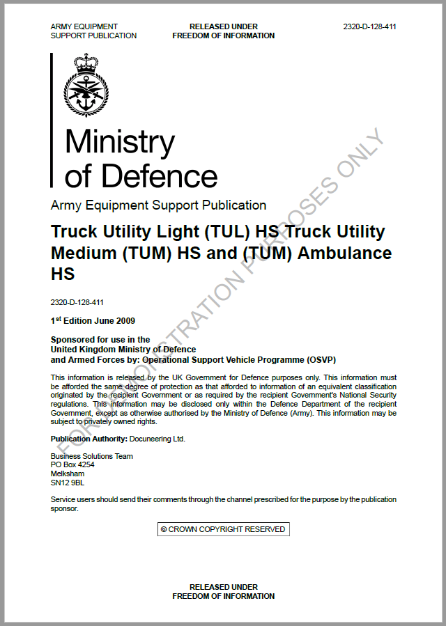 S1000D - UK MoD Army Equipment Support Publications (AESP) - Octad 411