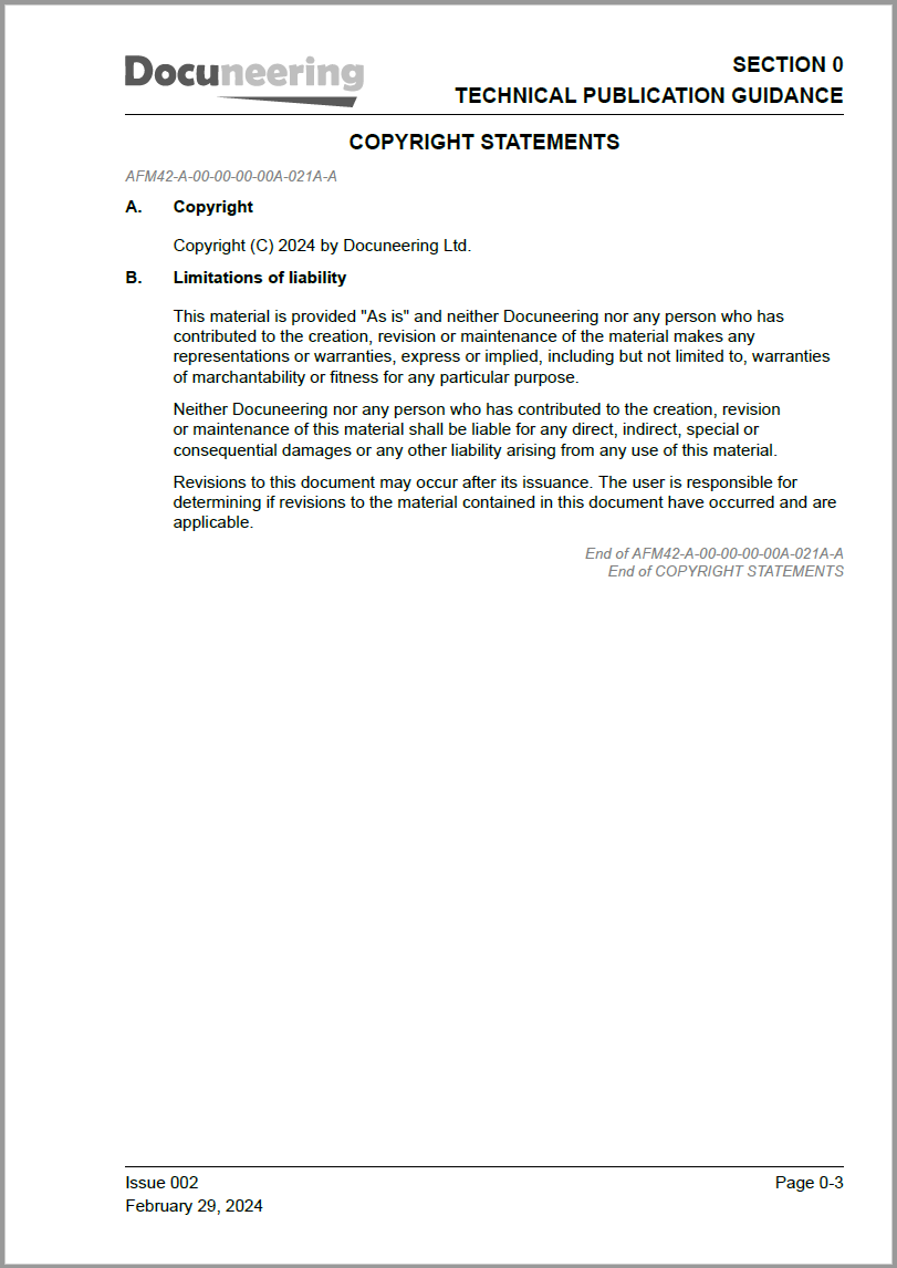 Docuneering - GAMA Spec No. 1 - POH/AFM - Layout