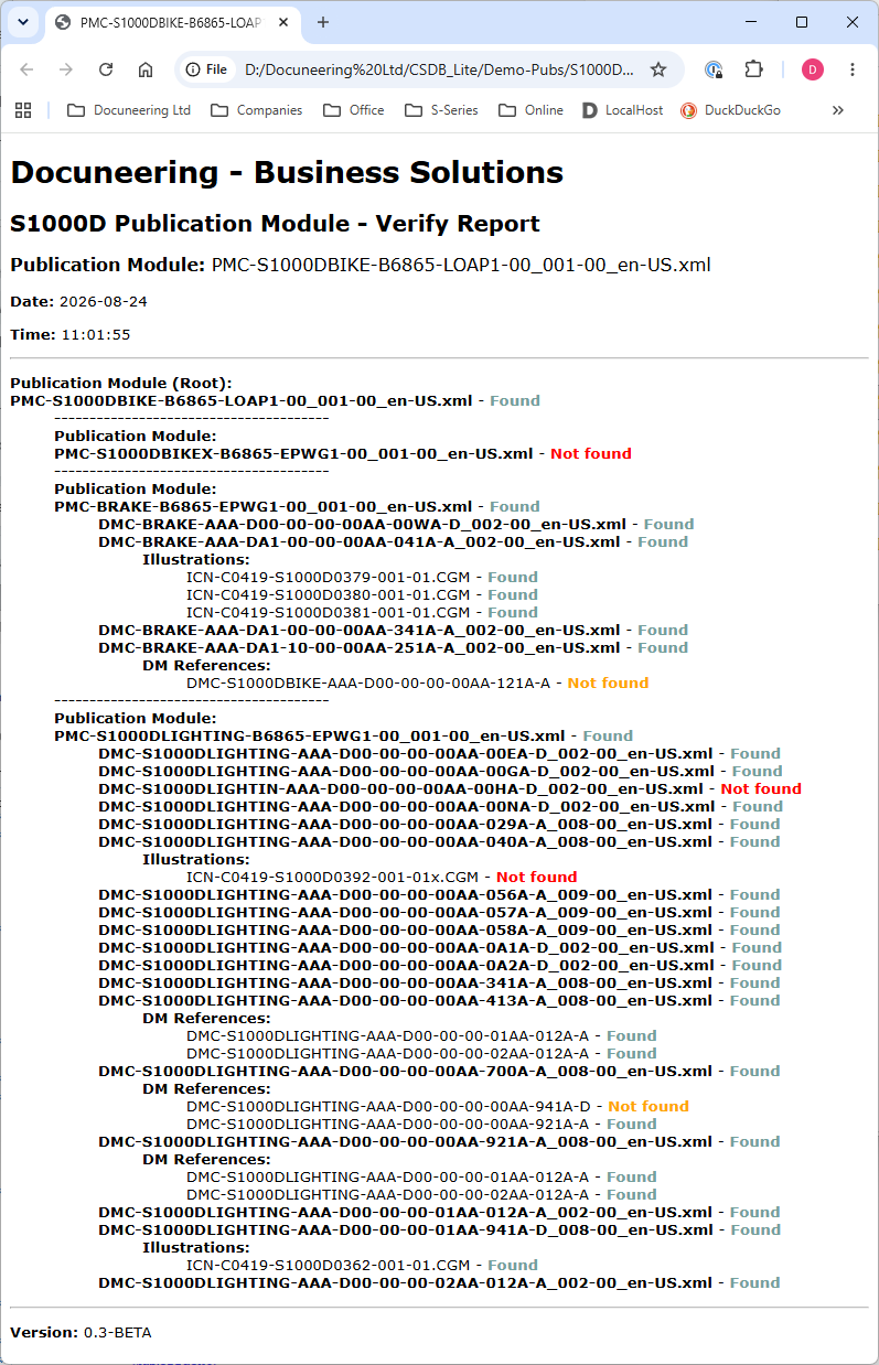 S1000D Publication - Verify Report