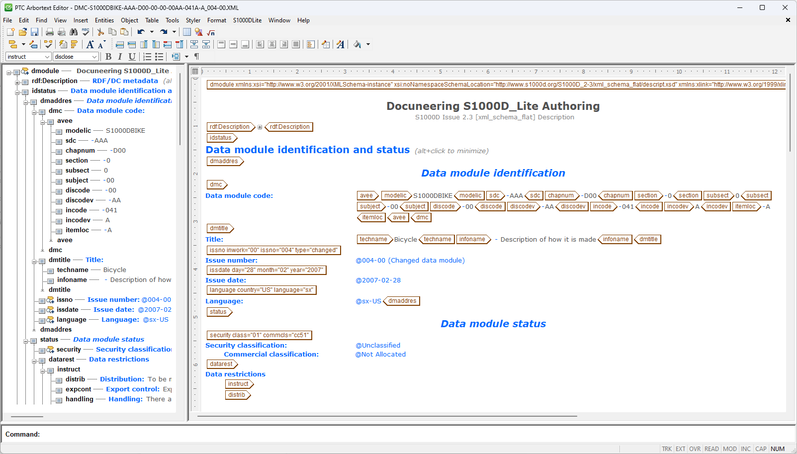 Docuneering Arbortext Editor S1000D_Lite Authoring stylesheets